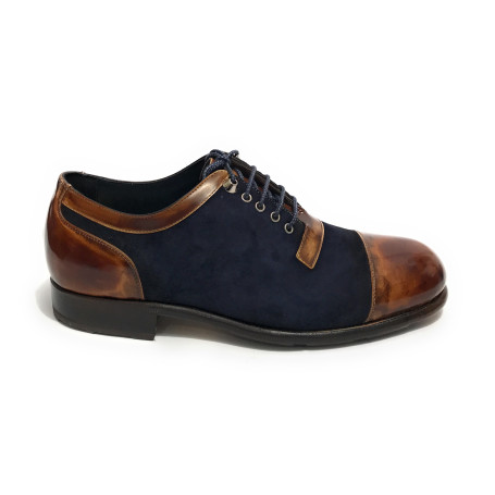Scarpe uomo Harris fondo calcetto in pelle velour dark blu/ shade line  U17HA173