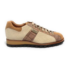 Scarpe uomo Harris sneaker pelle velour marrone/ tweed beige/ jingo panna U17HA192 FDM/22