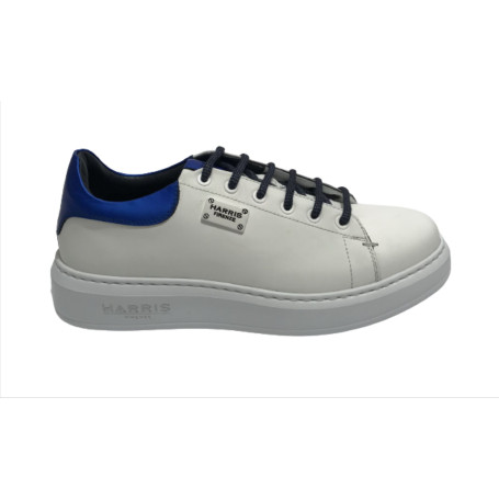Scarpe uomo Harris Sport sneakers in pelle bianco/ blu fluo U17HA195