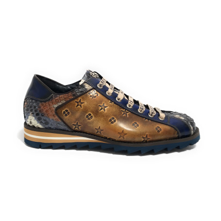Scarpe uomo Harris sneaker pelle shade lino/ shade blu/ dattero U17HA211 2817