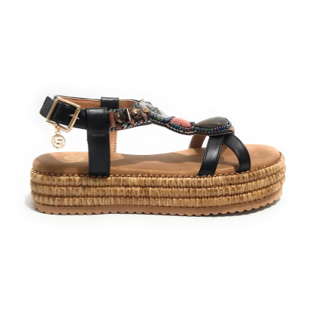 Scarpe donna sandalo Gold&gold ecopelle nero DS25GG59 GC760