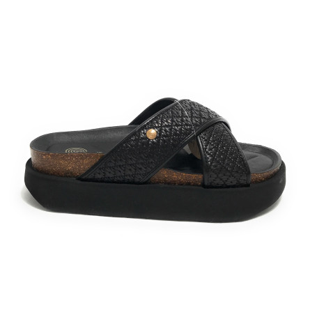 Sandalo donna Genuins Palace raffia black DS25GN10 G106346