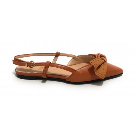 Scarpe donna Elite sabot con tallone aperto a punta in pelle color cuoio/ senape DS22EL06 4525