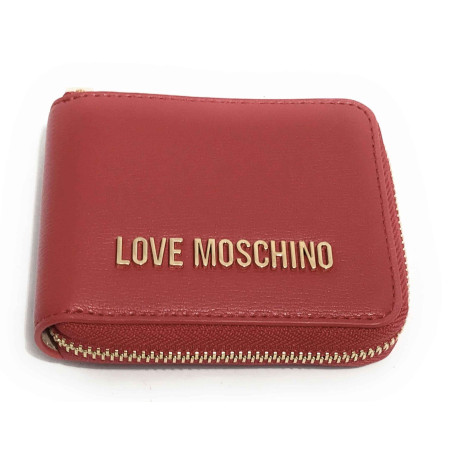 Portafoglio donna Love Moschino zip around small rosso logo gold A26MO16 JC5639PP1NLD0500