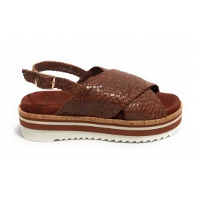 Scarpe donna Elite sandalo in pelle colore marrone DS22EL15 801