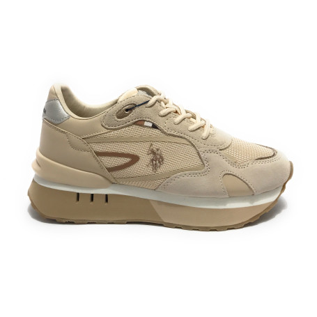 Scarpe US Polo Donna sneaker Vicky001 in suede/ mesh beige D26UP04