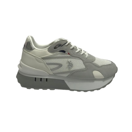 Scarpe US Polo Donna sneaker Vicky001 in suede/ mesh white/ gray D26UP03