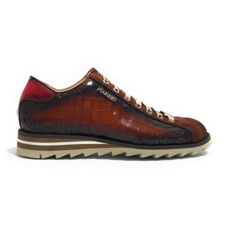 Scarpe uomo Harris sneaker pelle pregiata marrone/ rosso U17HA221 2892