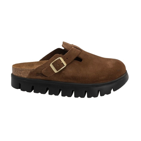 Scarpe donna sabot Birkenstock Boston Pap Chunky in suede dark tea/black D26BI01 1028402