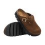 Scarpe donna sabot Birkenstock Boston Pap Chunky in suede dark tea/black D26BI01 1028402