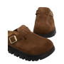 Scarpe donna sabot Birkenstock Boston Pap Chunky in suede dark tea/black D26BI01 1028402