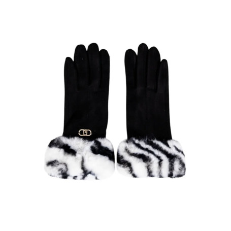 Guanti donna Liu-Jo effetto scamosciato nero/zebra C26LJ14 2F5063 T0300 S19D1