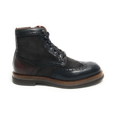 Scarpe uomo Ambitious polacchino stringato in pelle navy combi U26AM10 12432-6553AM