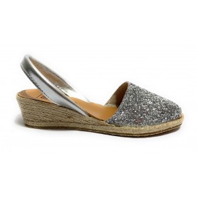 Sandalo minorchina Ska Shoes fondo corda Creta tc 40 pelle silver/ glitter DS22SK20