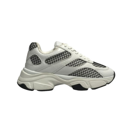 Scarpe Love Moschino sneaker Stardust 60 in pelle bianco/ nero DS26MO04 JA15446G1OIQ610A