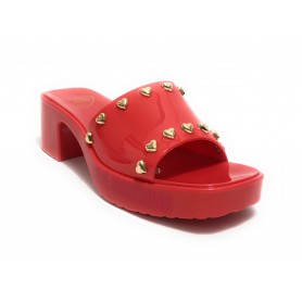 Scarpe donna Love Moschino sabot zoccolo in pvc rosso DS23MO13 JA28266