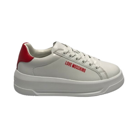 Scarpe Love Moschino sneaker Eclipse 50 in pelle bianco/ rosso DS26MO06 JA15065G1OIAH10C