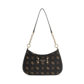 Borsa Guess Carrie top zip shoulder bag espresso logo BS26GU83 SG783308