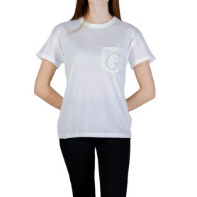 T-shirt donna Guess pocket logo strass bianco ES26GU41 W6GI17K3037
