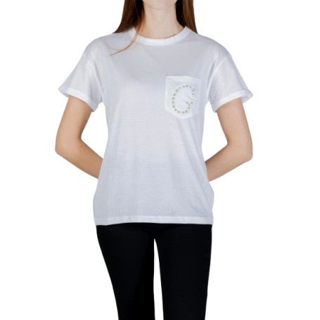 T-shirt donna Guess pocket logo strass bianco ES26GU41 W6GI17K3037