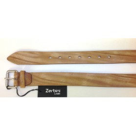 CINTA ZERBINI IN PELLE BOTTOLATA COGNAC FIBBIA IN ACCIAIO SAT. A VITE H. 3,5 CM