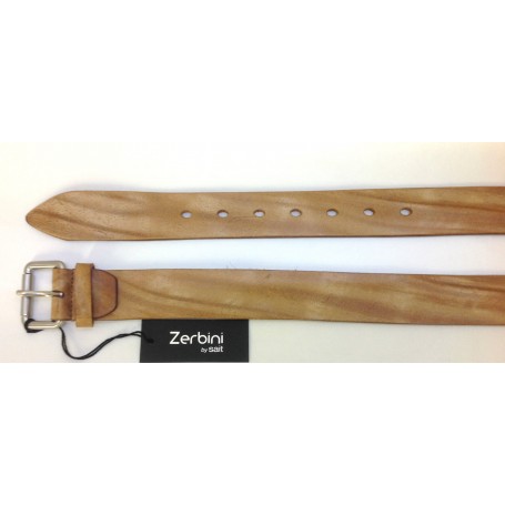 CINTA ZERBINI IN PELLE BOTTOLATA COGNAC FIBBIA IN ACCIAIO SAT. A VITE H. 3,5 CM