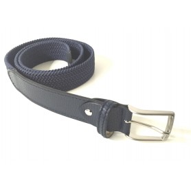 CINTURA DA UOMO ZERBINI COTONE ELAST. E PELLE BLU E FIBBIA SILVER A15ZE02