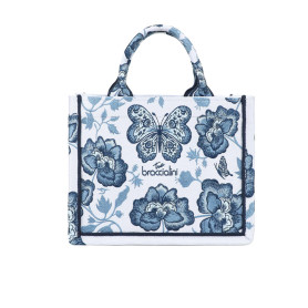 Borsa a mano Braccialini Queen tote small blu butterfly BS26BR42 B18920