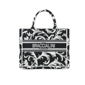 Borsa a mano Braccialini Queen tote small ramage nero BS26BR45 B18920
