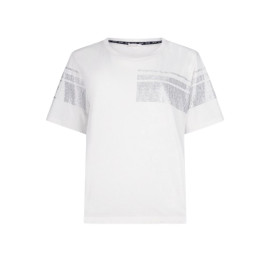 T-shirt donna Liu Jo white milk strass ES26LJ37 TA6267 JS923 M9223