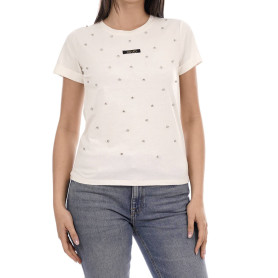T-shirt donna Liu Jo white milk strass ES26LJ43 TA6157 JS923 M9223