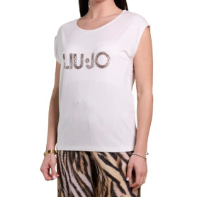 T-shirt donna Liu Jo bianco/animalier ES26LJ49 VA6047 JS360 S9740