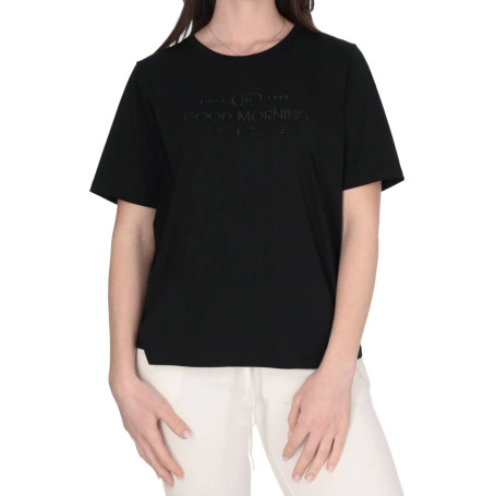 T-shirt donna Liu Jo nero good morning ES26LJ38 TA6267 JS923 P9193