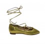 Scarpe donna Elite ballerina a punta con laccio alla caviglia in pelle colore gold DS22EL02 S11034