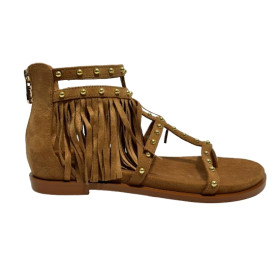 Scarpe donna sandalo Gold&gold con frange camel DS26GG50 GD471