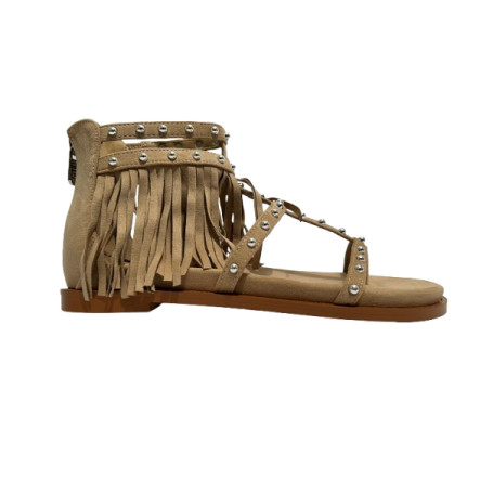 Scarpe donna sandalo Gold&gold con frange beige DS26GG51 GD471