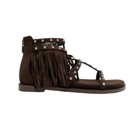 Scarpe donna sandalo Gold&gold con frange caffe DS26GG52 GD471
