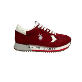 Scarpe U.S. Polo sneaker running Cleef011M in ecopelle scamosciata/tessuto rosso US26UP05