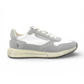 Scarpe U.S. Polo sneaker running Seneka004A in ecopelle scamosciata/tessuto/pelle white light grey US26UP10