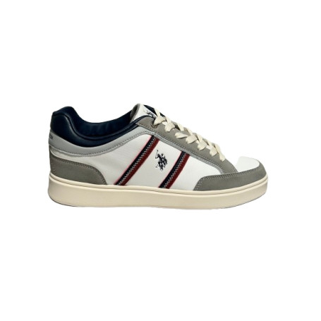 Sneaker uomo U.S. POLO Fabbry002 in ecopelle/tessuto white/light grey US26UP02