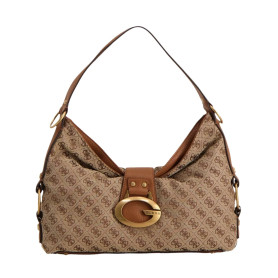 Borsa donna Guess a mano/spalla Camden latte logo/cognac B27GU98 JJ930818
