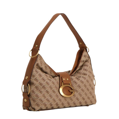 Borsa donna Guess a mano/spalla Camden latte logo/cognac B27GU98 JJ930818