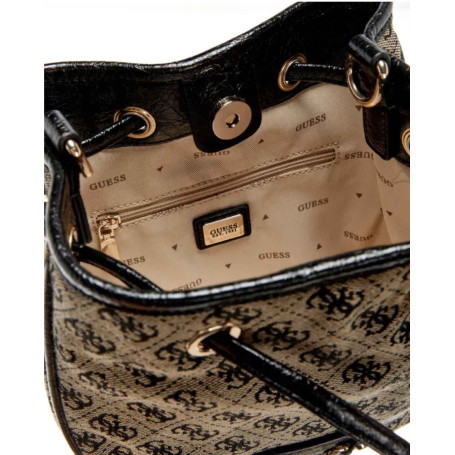 Borsa Guess tracolla Samantha mini drawstring bucket black logo B27GU109 JT231377