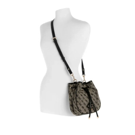 Borsa Guess tracolla Samantha mini drawstring bucket black logo B27GU109 JT231377