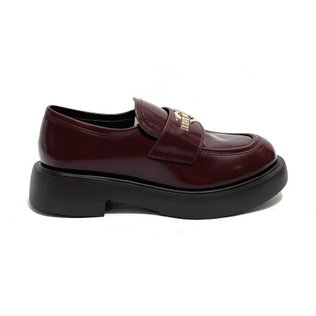 Scarpe Love Moschino mocassino donna in pelle vino D27MO05 JA10404G1PJD0552