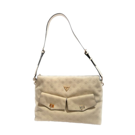 Borsa donna Guess a spalla Blake hobo bone logo B27GU119 PD222202
