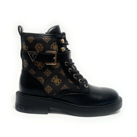 Scarpe donna Guess anfibio in ecopelle nero/ stampa multilogo D27GU31 FLFFEIELE10