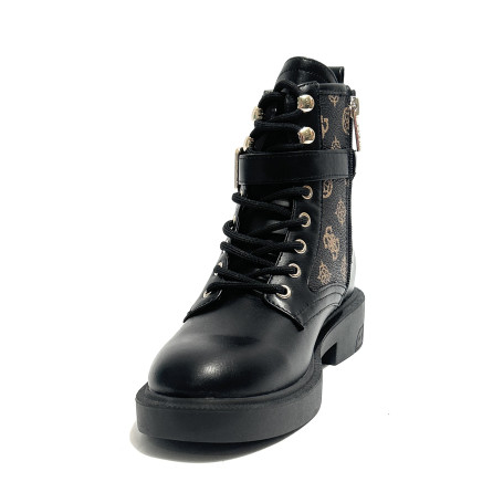 Scarpe donna Guess anfibio in ecopelle nero/ stampa multilogo D27GU31 FLFFEIELE10