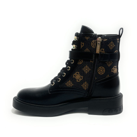 Scarpe donna Guess anfibio in ecopelle nero/ stampa multilogo D27GU31 FLFFEIELE10