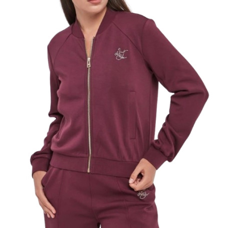 Felpa aperta donna Liu Jo con zip red aubergine E27LJ09 TF6287 J3958